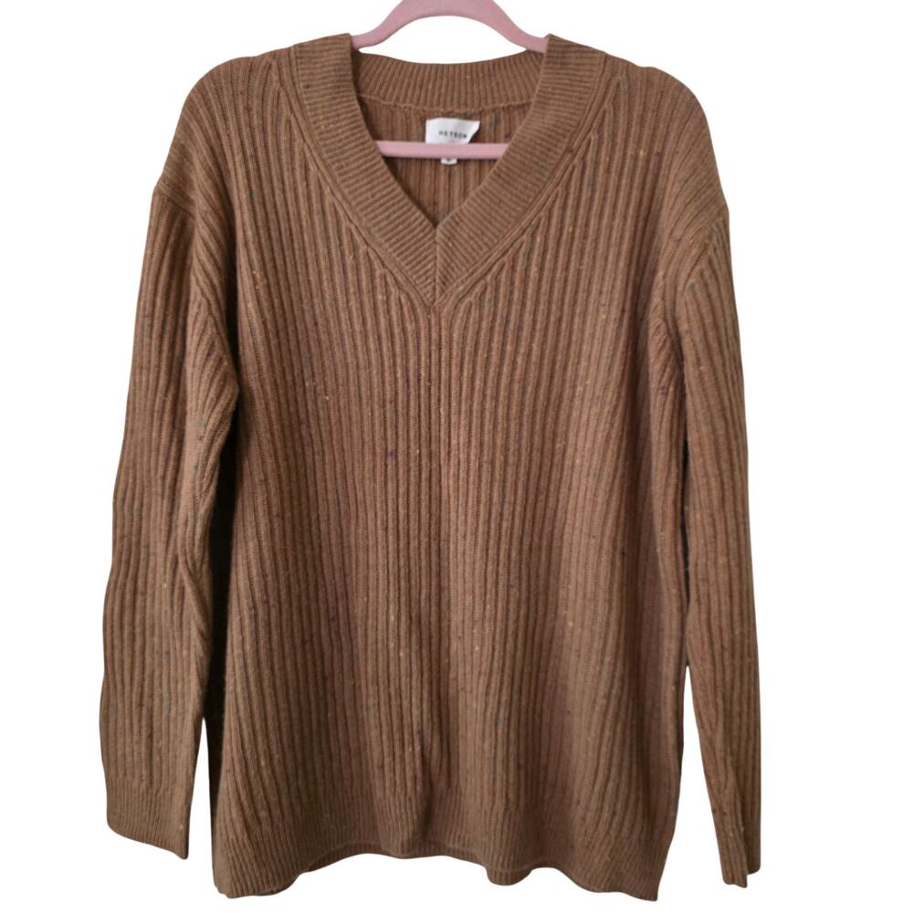 Heyson Ribbed V-neck Angola Blend Sweater Size Large